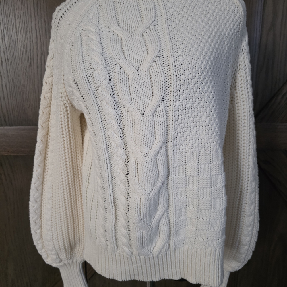 Sundance Cream Cable Knit Turtleneck Sweater - Picture 4 of 4
